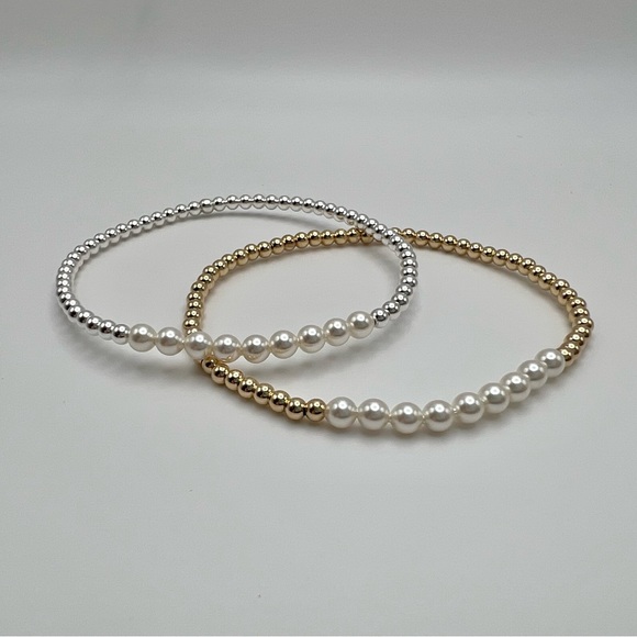 Pearl Bar Bracelet with 14k Gold Filled Beads - Picture 2 of 2